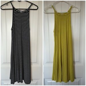 *BUNDLE OF 2 (!!) Old Navy striped dresses - Lime Green & Black (Small/XS)